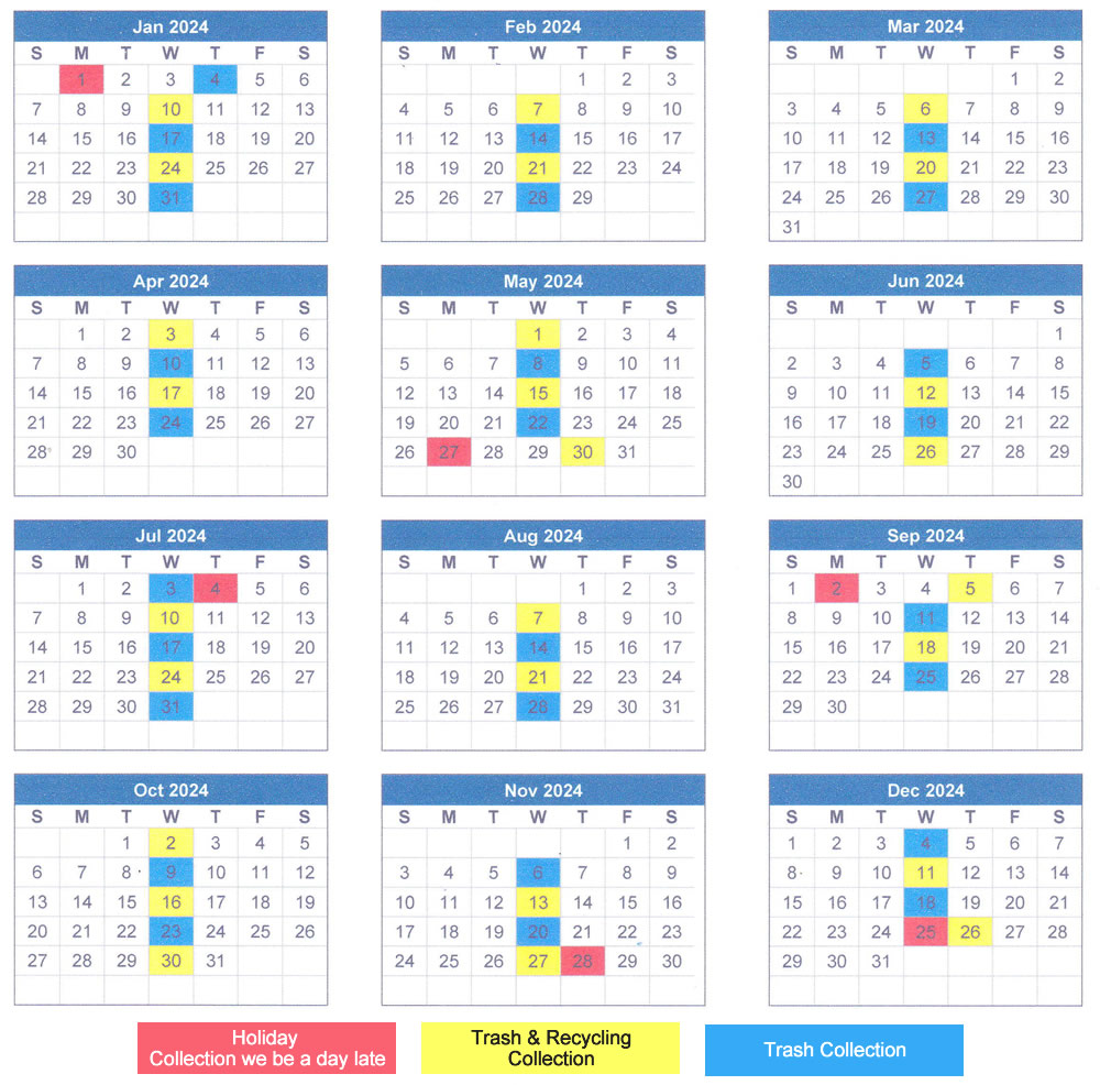 2024 Garbage & Recycling Calendar